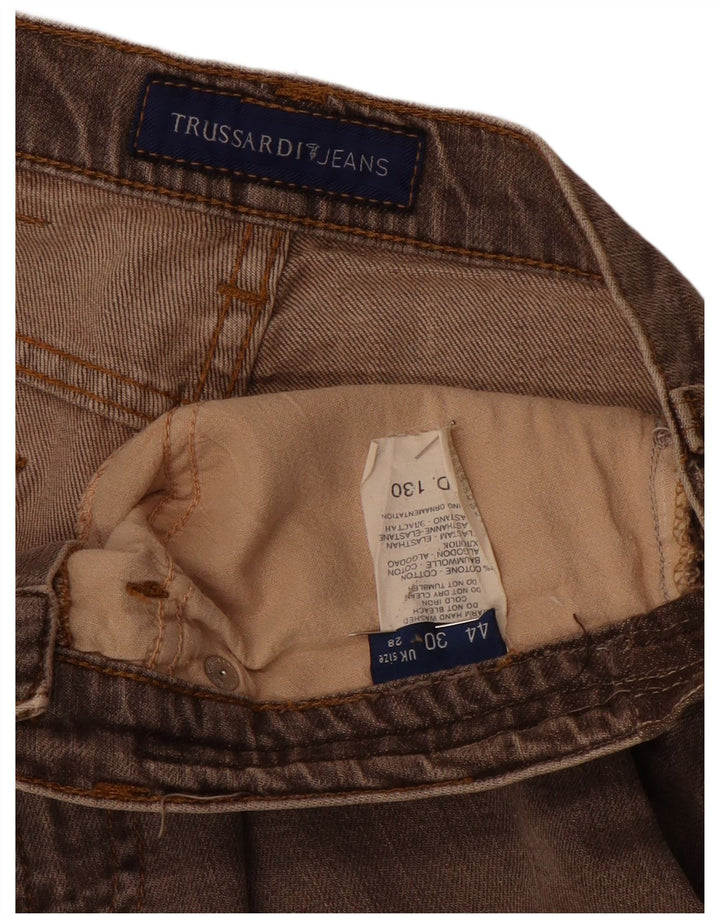 Jeans retos femininos TRUSSARDI W28 L28 algodão marrom