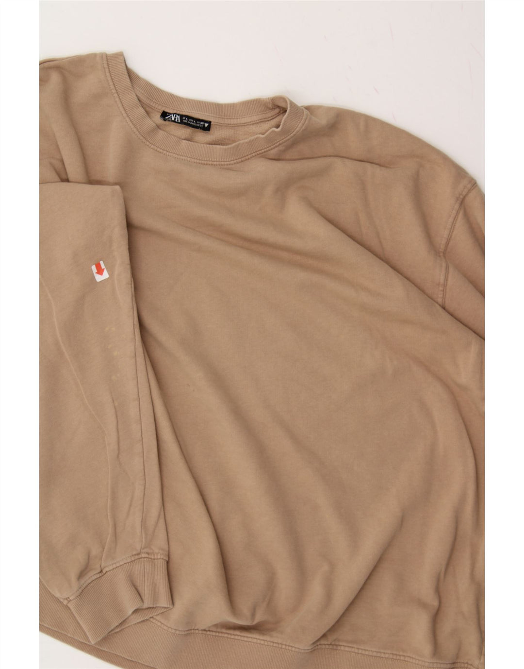 ZARA Womens Oversized Sweatshirt Jumper UK 16 Large Beige Cotton Vintage Zara and Second-Hand Zara from Messina Hembry 