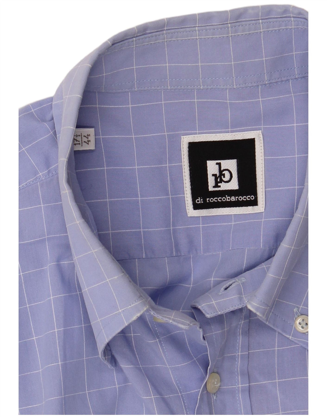 Camisa masculina Roccobarocco tamanho 44 17 1/2 XL xadrez azul