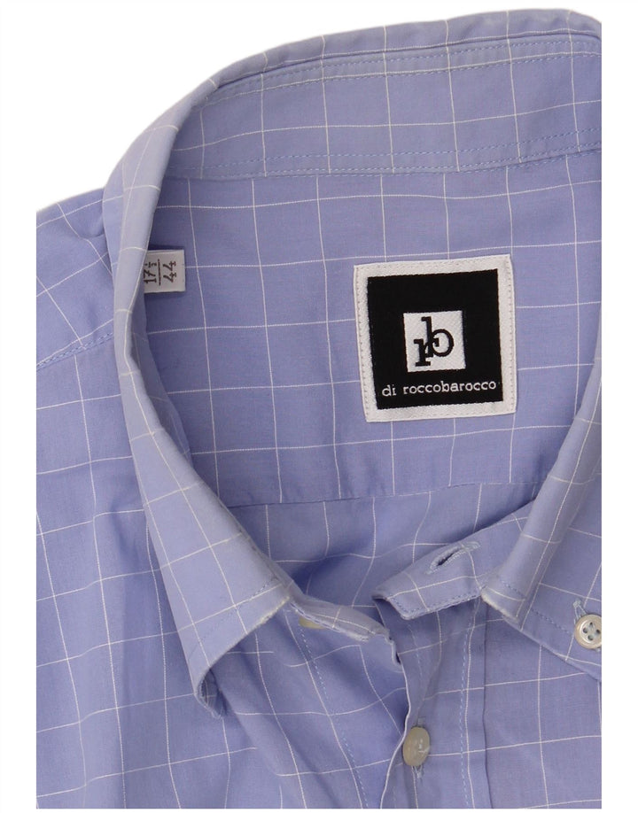 Camisa masculina Roccobarocco tamanho 44 17 1/2 XL xadrez azul
