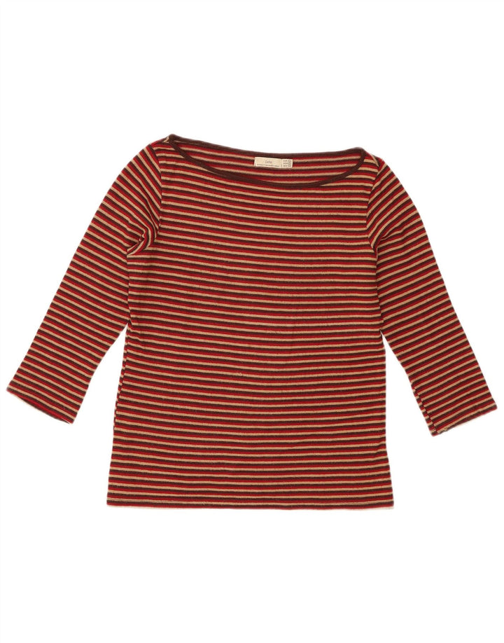 Top feminino Zara manga 3/4 Reino Unido 14 grande listrado multicolorido