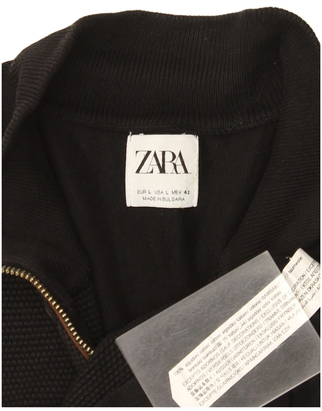 Suéter cardigã masculino Zara grande algodão preto