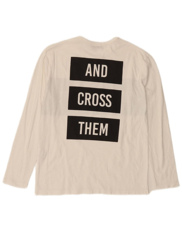 Zara Boys Graphic Top manga comprida 9-10 anos branco algodão colorblock