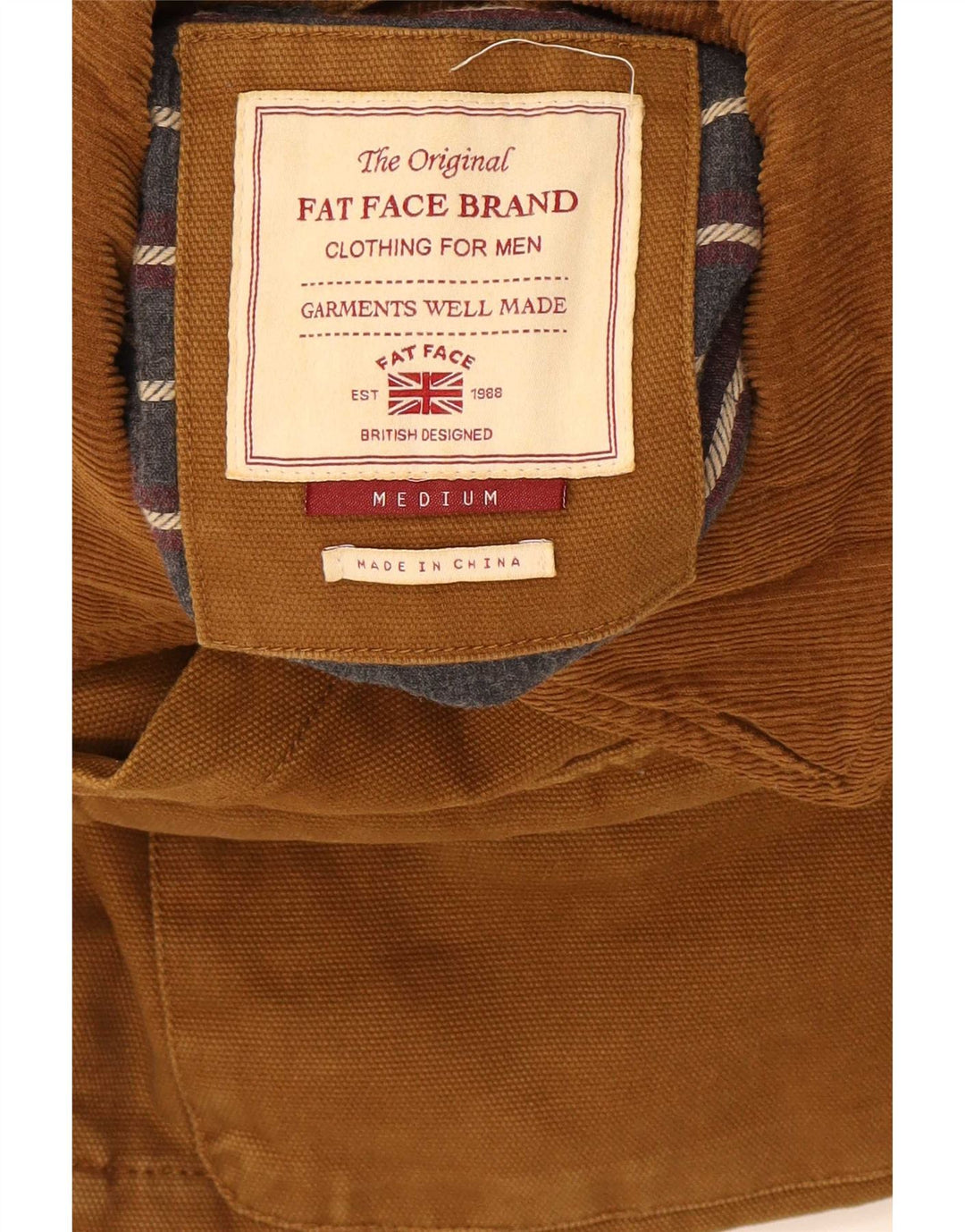 Jaqueta utilitária masculina Fat Face UK 38 algodão marrom médio