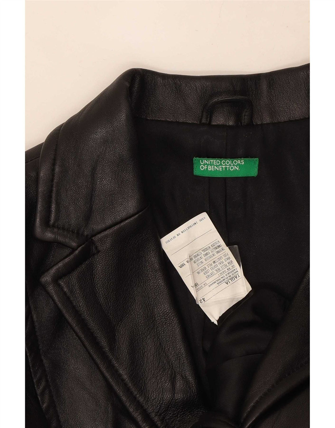 Jaqueta blazer feminina de couro com 3 botões Benetton IT 42 couro preto médio