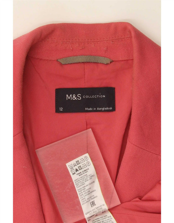 Jaqueta blazer feminina Marks & Spencer com 1 botão Reino Unido 12 poliéster rosa médio