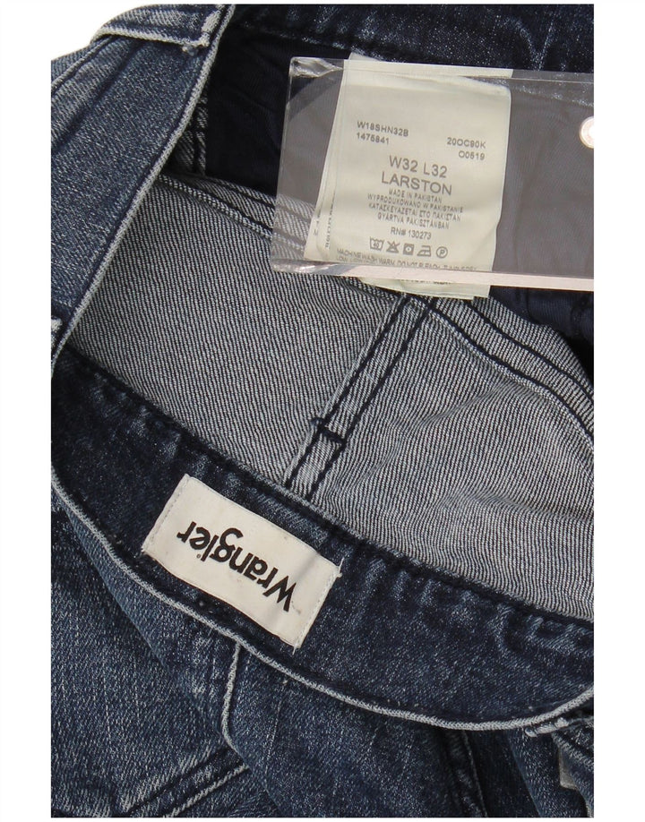 Wrangler Mens Larston Straight Jeans W32 L32 Azul Algodão