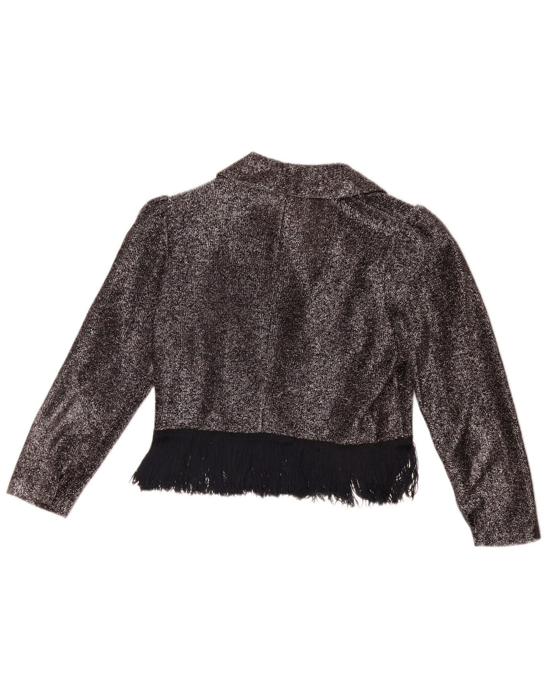 Blusa feminina vintage cropped UK 14 prata média