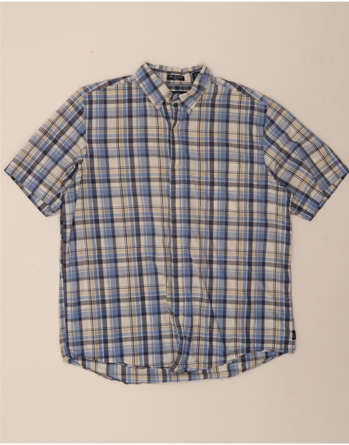 CHAPS Mens Short Sleeve Shirt Large Blue Check Cotton Vintage Chaps and Second-Hand Chaps from Messina Hembry 