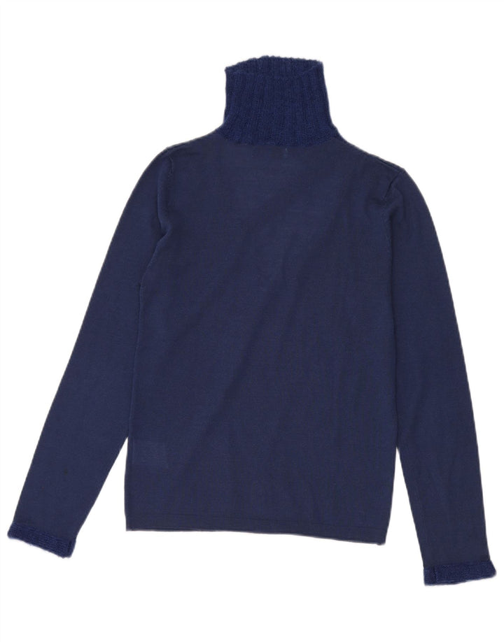 Suéter feminino Guess marciano com gola tartaruga EUA 3 pequeno lã azul marinho