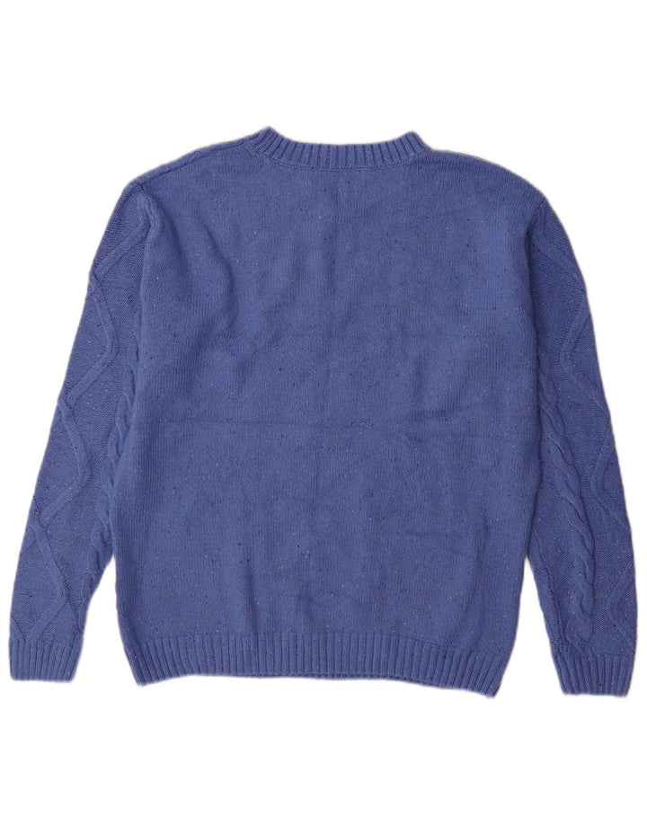 Suéter masculino Marks & Spencer com gola redonda e algodão manchado azul pequeno