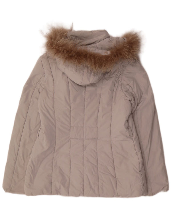 Jaqueta acolchoada com capuz feminino Sergio Tacchini US 14 XL poliéster cinza