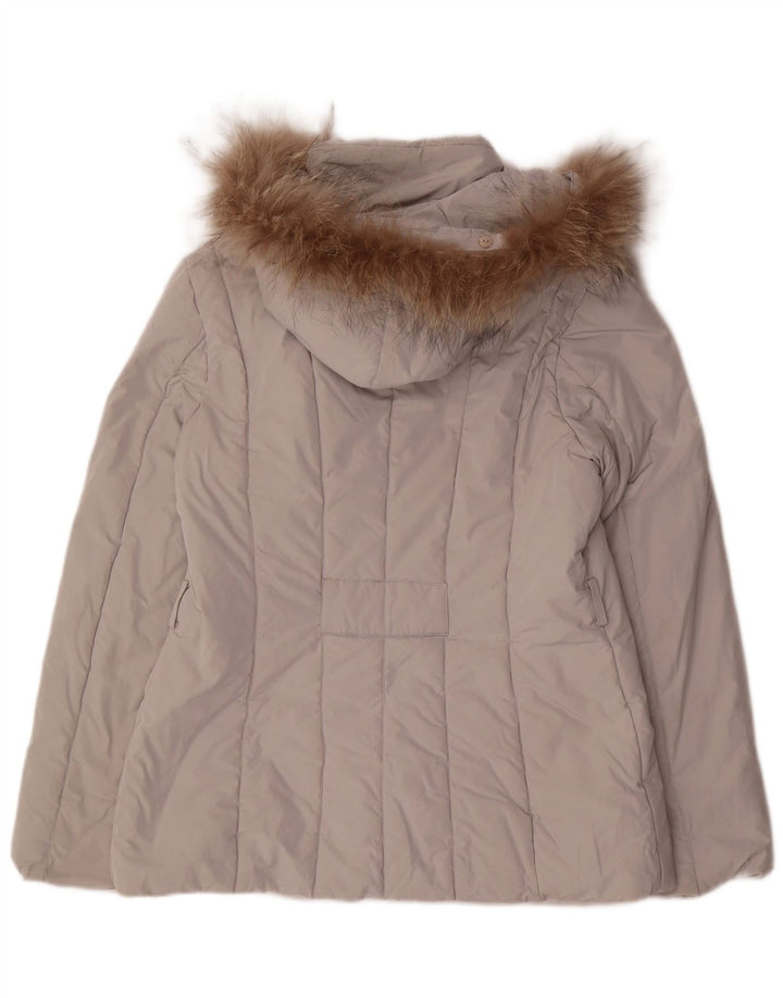 Jaqueta acolchoada com capuz feminino Sergio Tacchini US 14 XL poliéster cinza