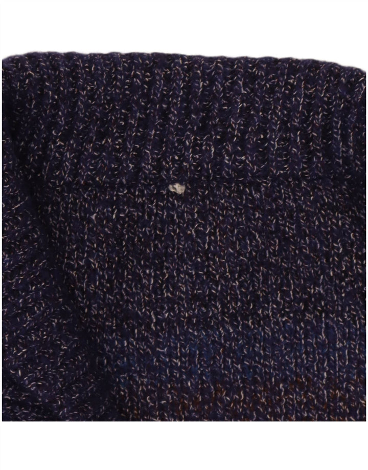 Suéter cardigã masculino vintage IT 52 grande lã manchada multicolorida
