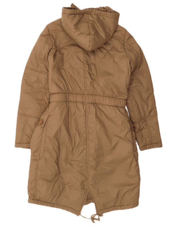Replay Jaqueta Parka Feminina Oversized Com Capuz UK 10 Pequena Poliamida Marrom