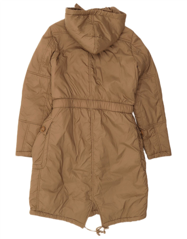 Replay Jaqueta Parka Feminina Oversized Com Capuz UK 10 Pequena Poliamida Marrom