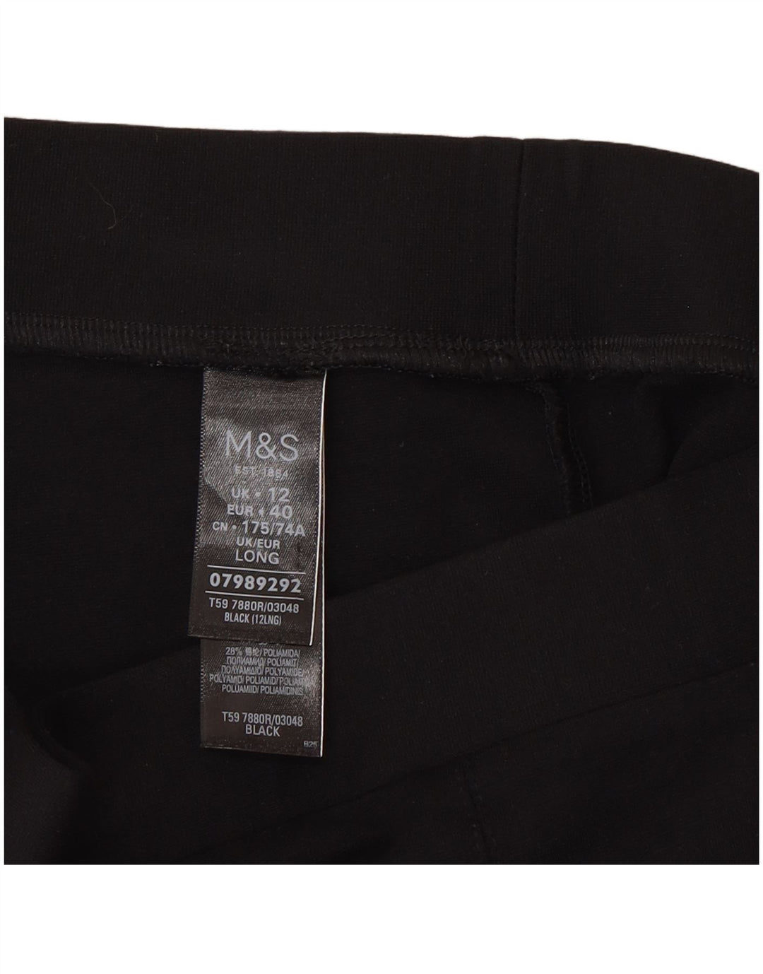 Leggings femininos Marks & Spencer Reino Unido 12 viscose preta média