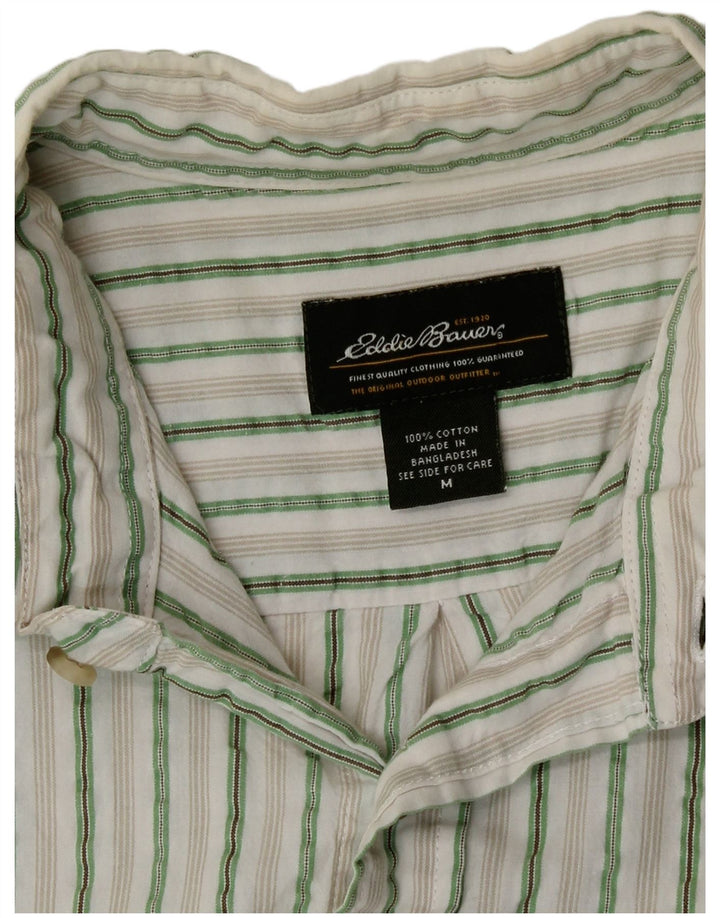Camisa masculina de manga curta Eddie Bauer de algodão listrado verde médio