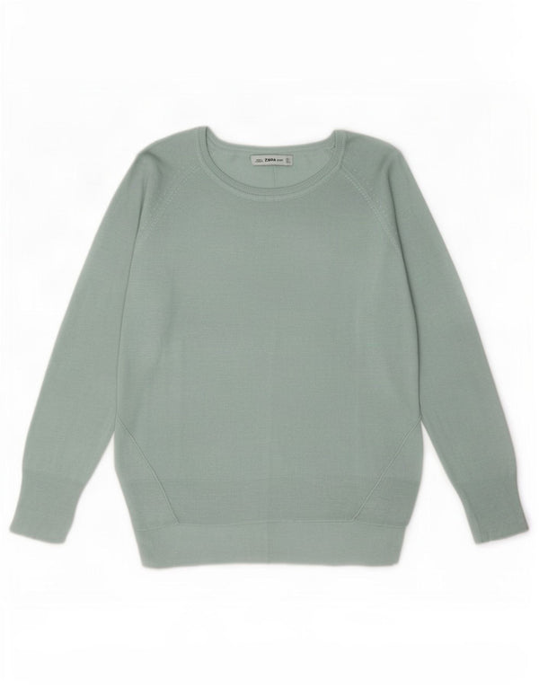 Suéter feminino Zara com gola canoa e viscose turquesa grande Reino Unido 14