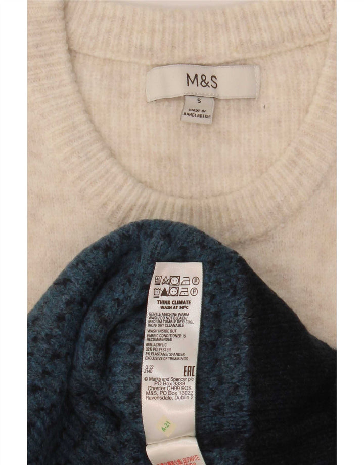 Suéter masculino Marks & Spencer com gola redonda e bloco colorido pequeno azul marinho