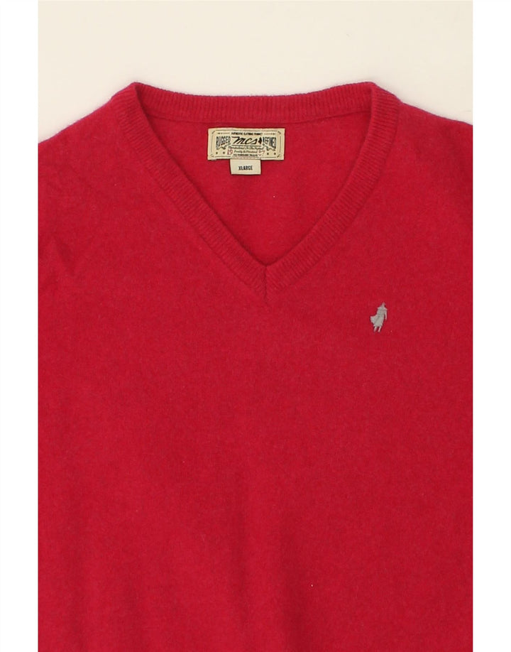 MARLBORO CLASSICS Womens V-Neck Jumper Sweater UK 18 XL Pink Cotton Vintage Marlboro Classics and Second-Hand Marlboro Classics from Messina Hembry 
