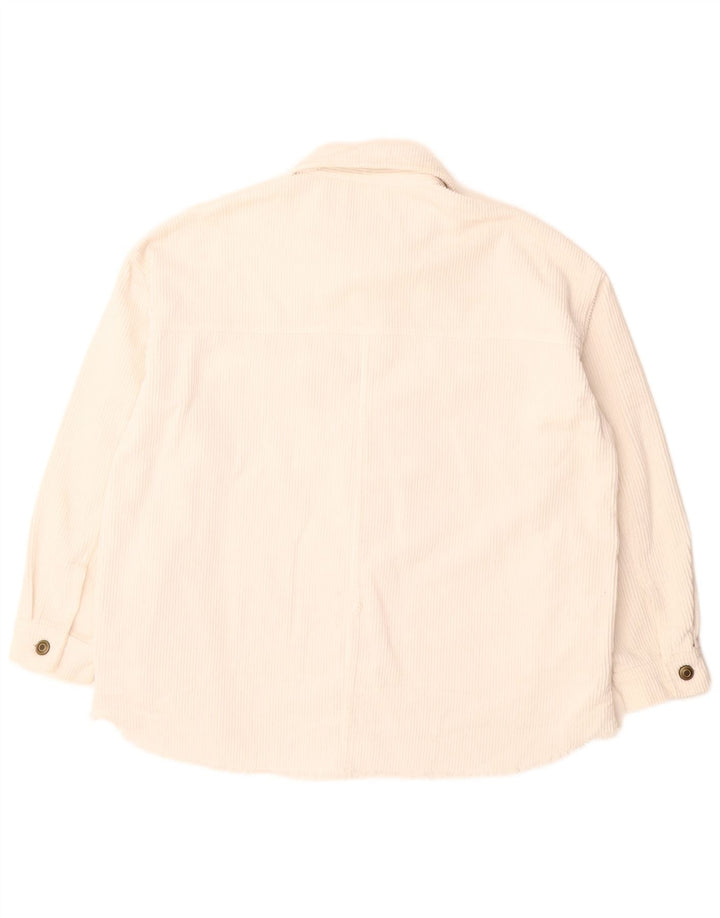 Jaqueta feminina de veludo cotelê Zara UK 10 pequeno algodão branco