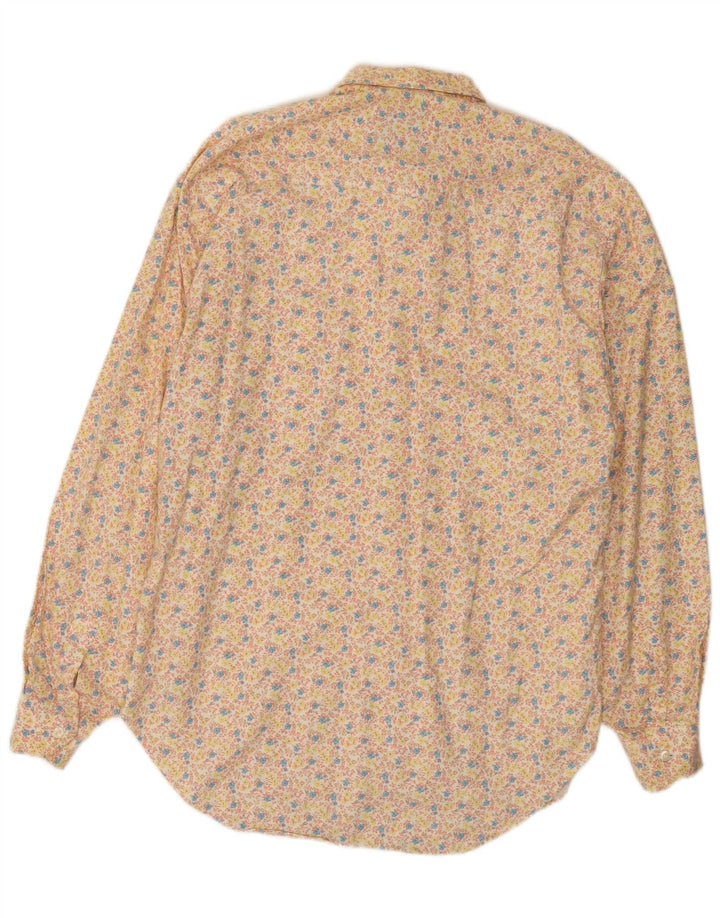 Camisa masculina vintage algodão floral bege médio