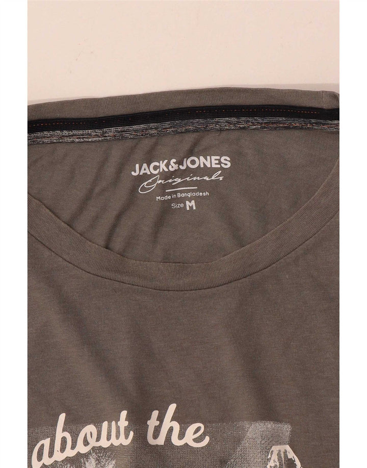 Camiseta gráfica masculina Jack & Jones cinza médio