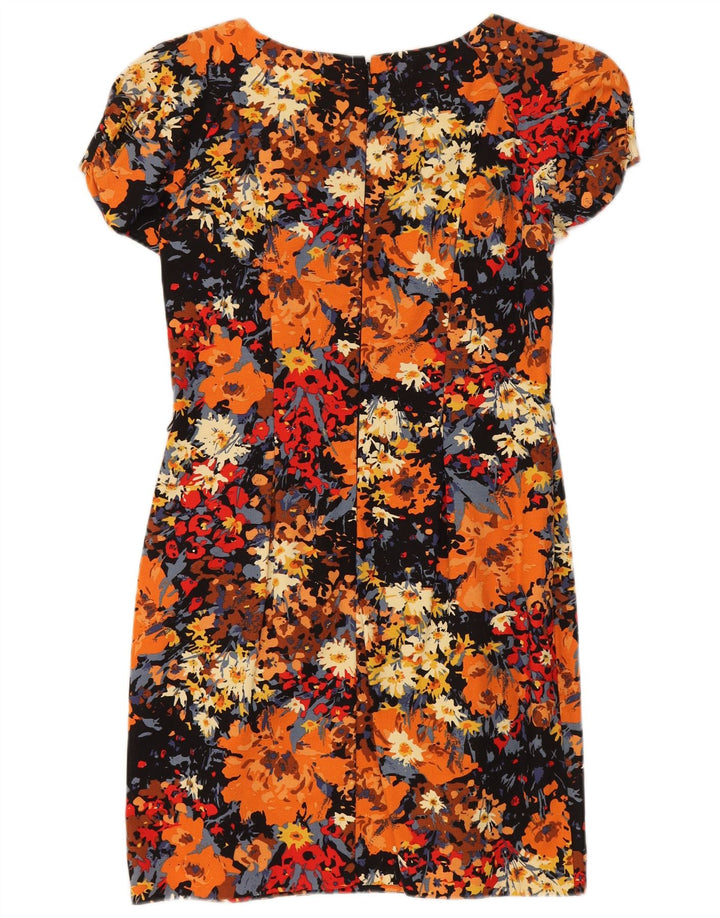 Warehouse Vestido feminino turno Reino Unido 14 médio algodão floral multicolorido