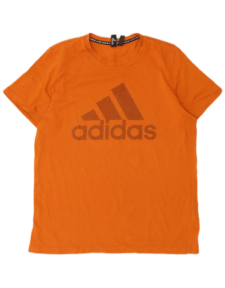 Adidas Mens Graphic T-Shirt Top Grande Algodão Laranja