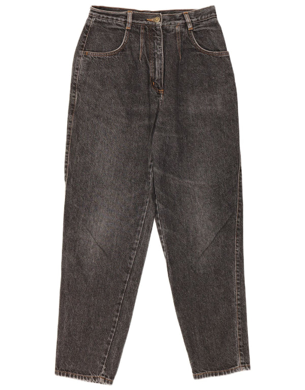 Jeans vintage feminino cintura alta cônico Reino Unido 14 médio W26 L29 algodão cinza
