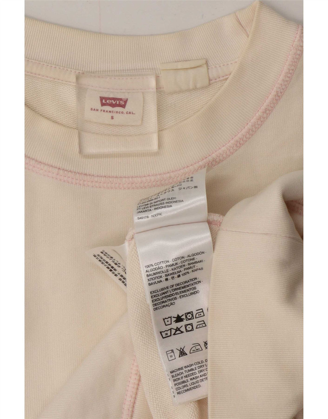 Suéter oversized feminino Levi's UK 10 pequeno algodão branco