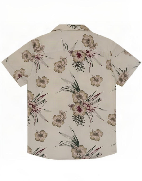 Camisa masculina de manga curta Jack & Jones, pequena, branca, floral, de algodão