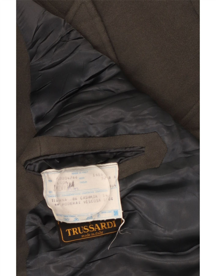 Casaco masculino Trussardi com peito duplo IT 52 XL lã cáqui
