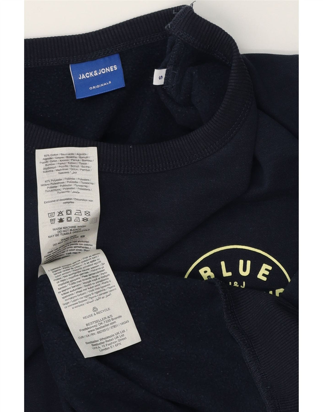 JACK & JONES moletom masculino jumper pequeno algodão azul marinho