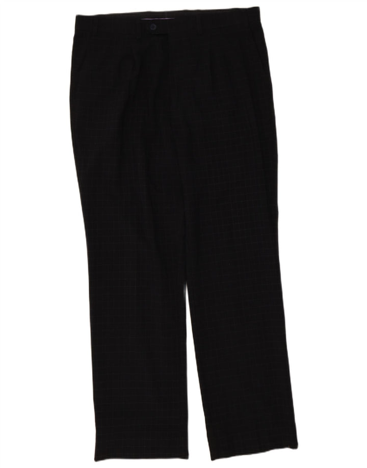 Calça masculina Marks & Spencer Blue Harbor Straight Suit W36 L31 Navy Check