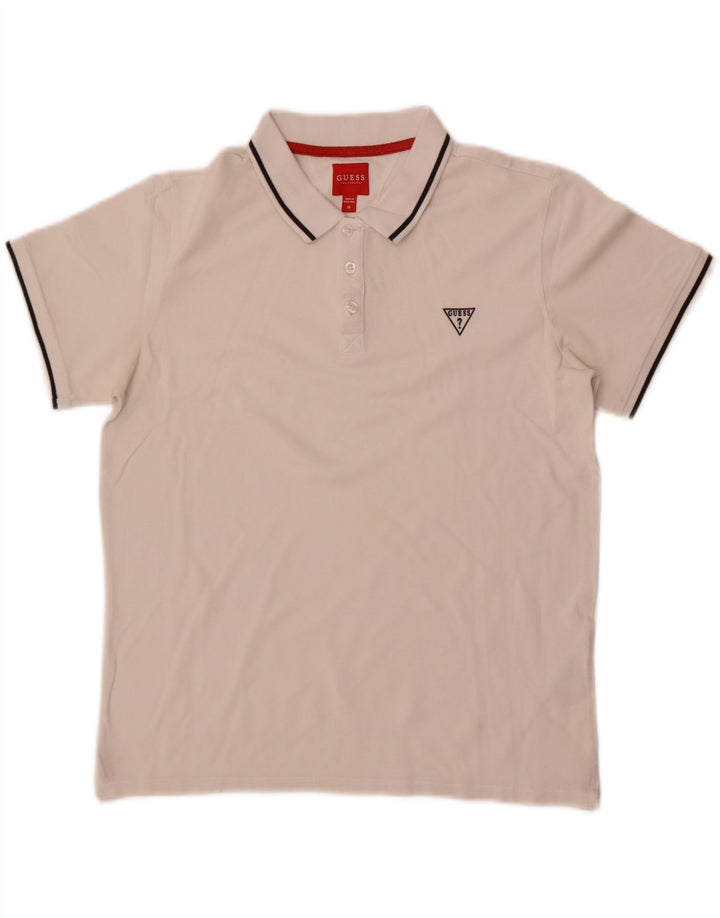 Camisa polo masculina Guess de algodão branco médio