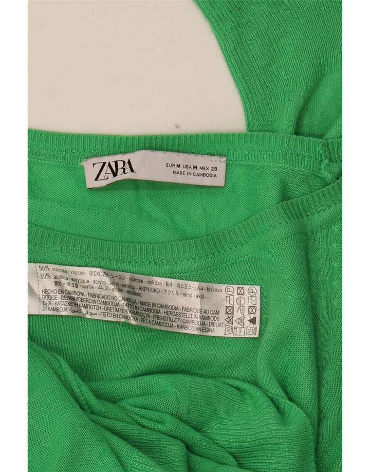 Suéter feminino Zara com gola canoa UK 14 viscose azul médio