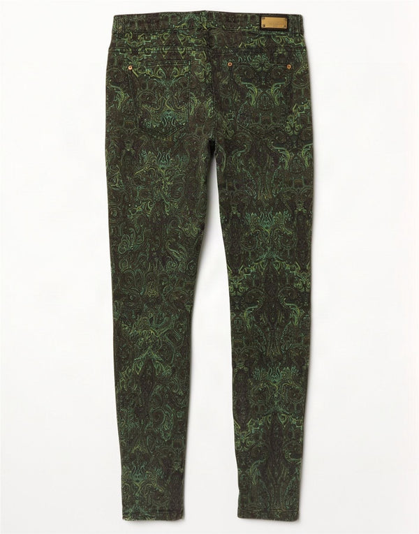 Zara Calça skinny casual feminina UE 36 XS W26 L28 Verde Paisley