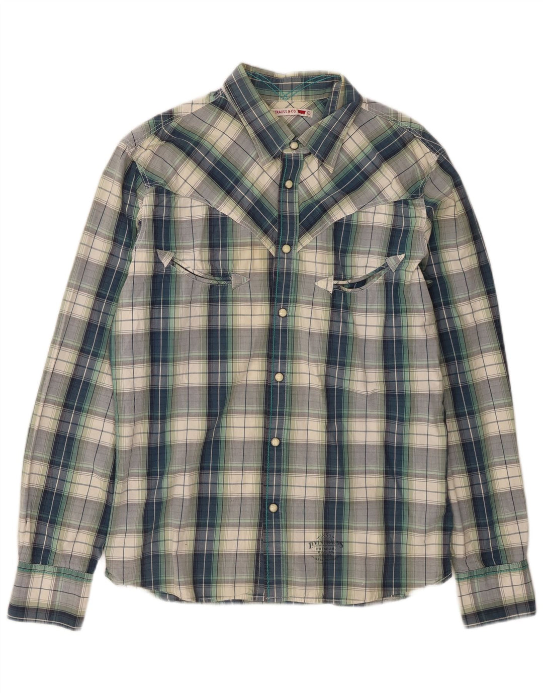 Camisa masculina Levi's grande xadrez azul de algodão