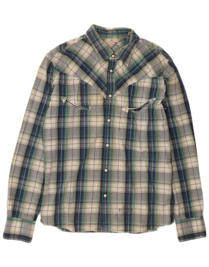 Camisa masculina Levi's grande xadrez azul de algodão