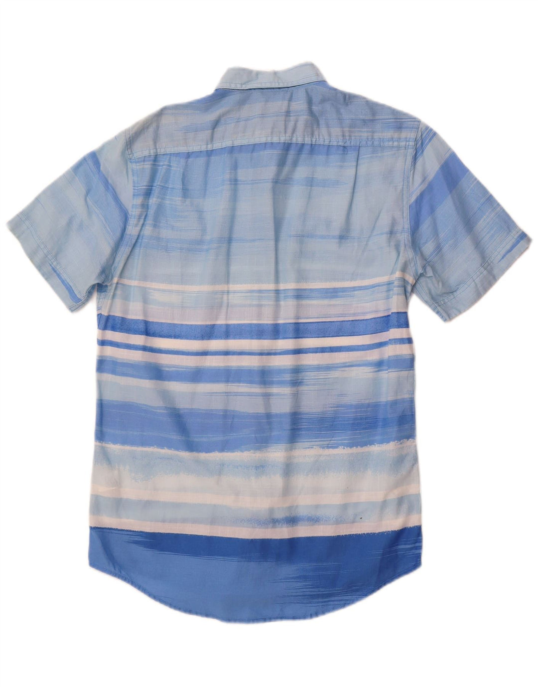 Izod Camisa masculina de manga curta de água salgada pequena listrada azul de algodão