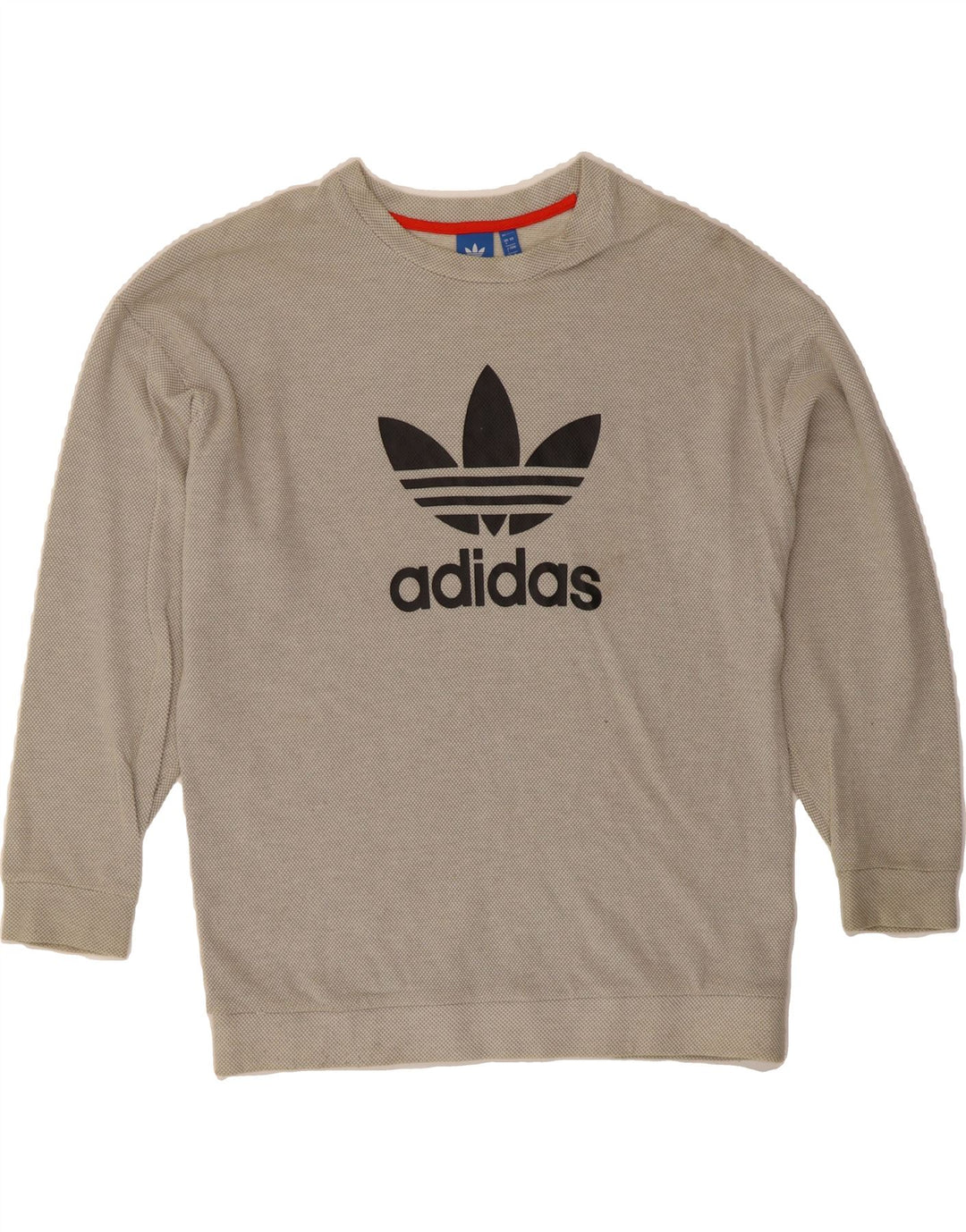 ADIDAS Womens Oversized Sweatshirt Jumper UK 8 Small Grey Houndstooth Vintage Adidas and Second-Hand Adidas from Messina Hembry 