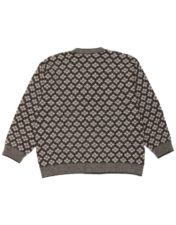 Suéter masculino Gioferrari com decote em V IT 54 XL cinza Argyle/Diamante