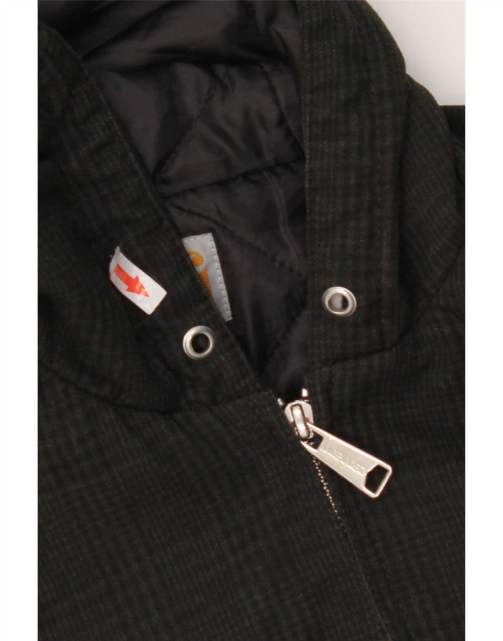 Jaqueta bomber com capuz feminina Carhartt UK 6 XS poliéster xadrez preto