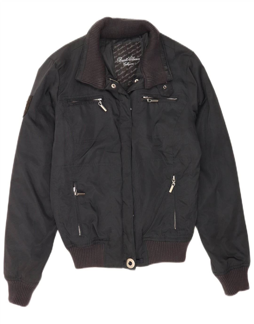 Jaqueta bomber feminina BACI & ABBRACCI UK 10 pequena azul marinho poliéster