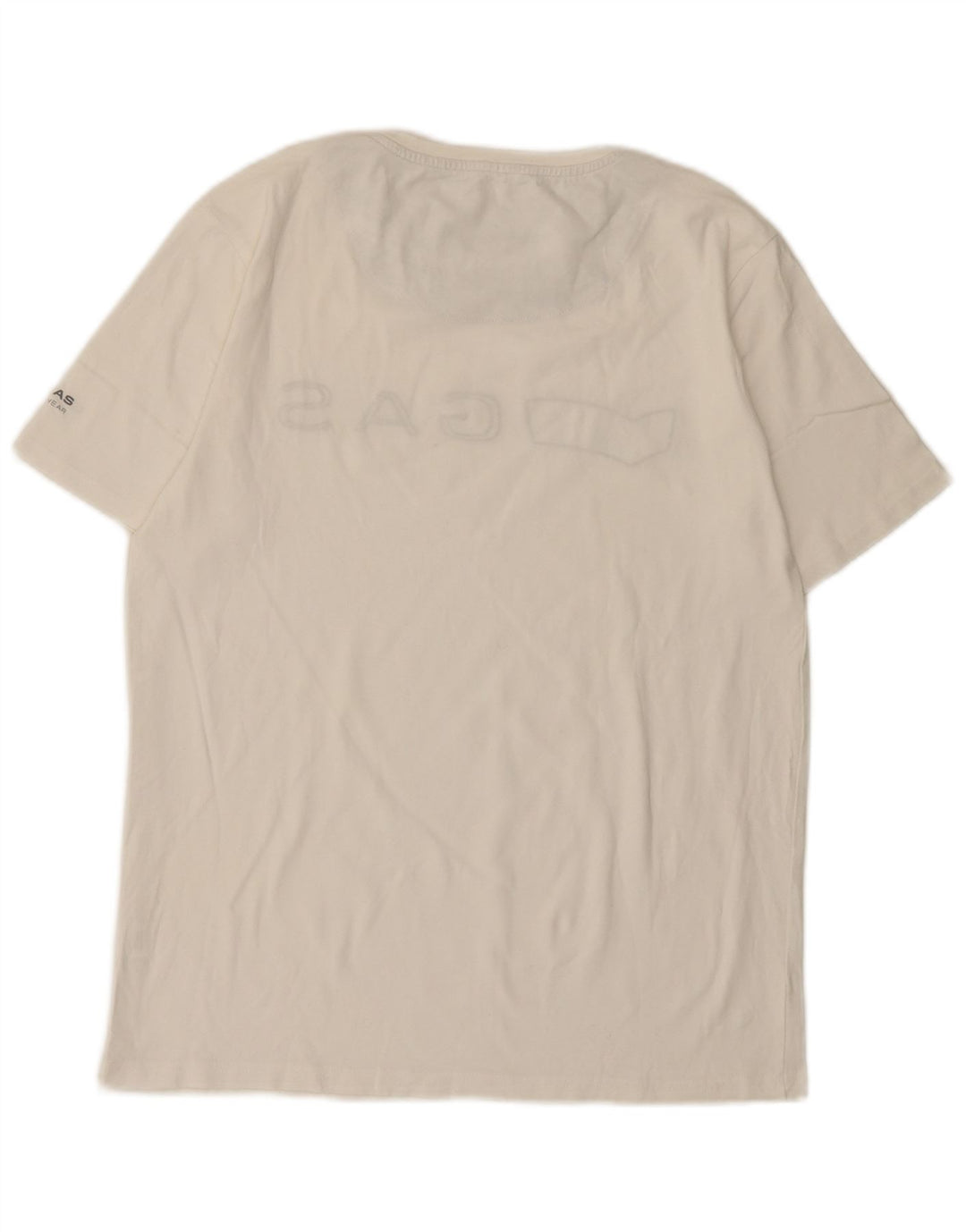 Camiseta gráfica masculina Gas Top grande de algodão branco