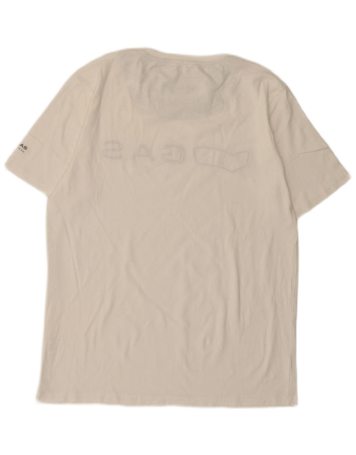 Camiseta gráfica masculina Gas Top grande de algodão branco