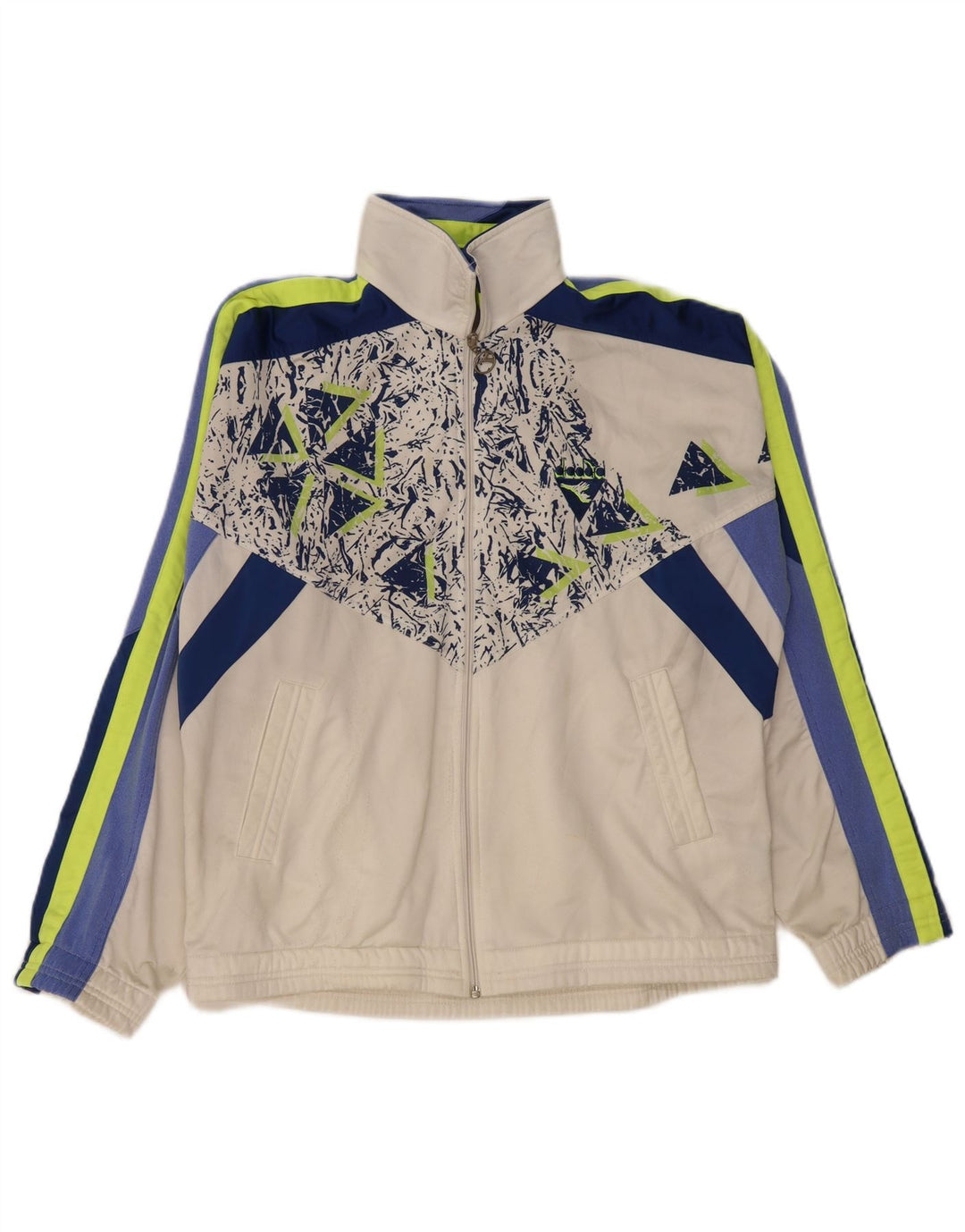 Jaqueta masculina de agasalho DIADORA UK 40 poliéster colorblock branco médio