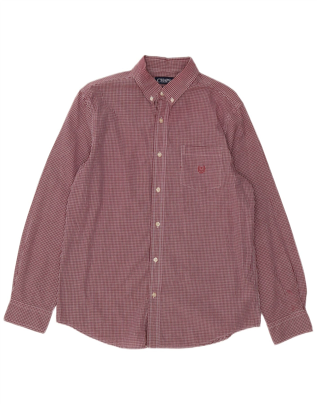 Camisa masculina Chaps Custom Fit grande algodão vermelho guingão